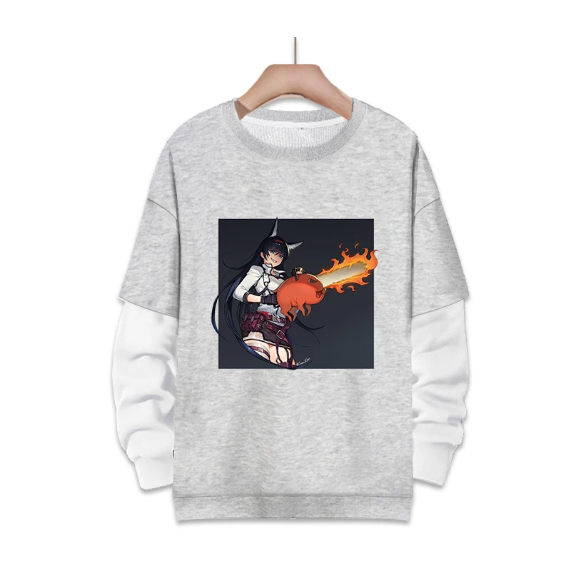 

Chainsaw Man fake two-piece Hoodie Makima Pochita Cosplay Long Sleeve Sweatshirt Oversized Tees anime Pullover