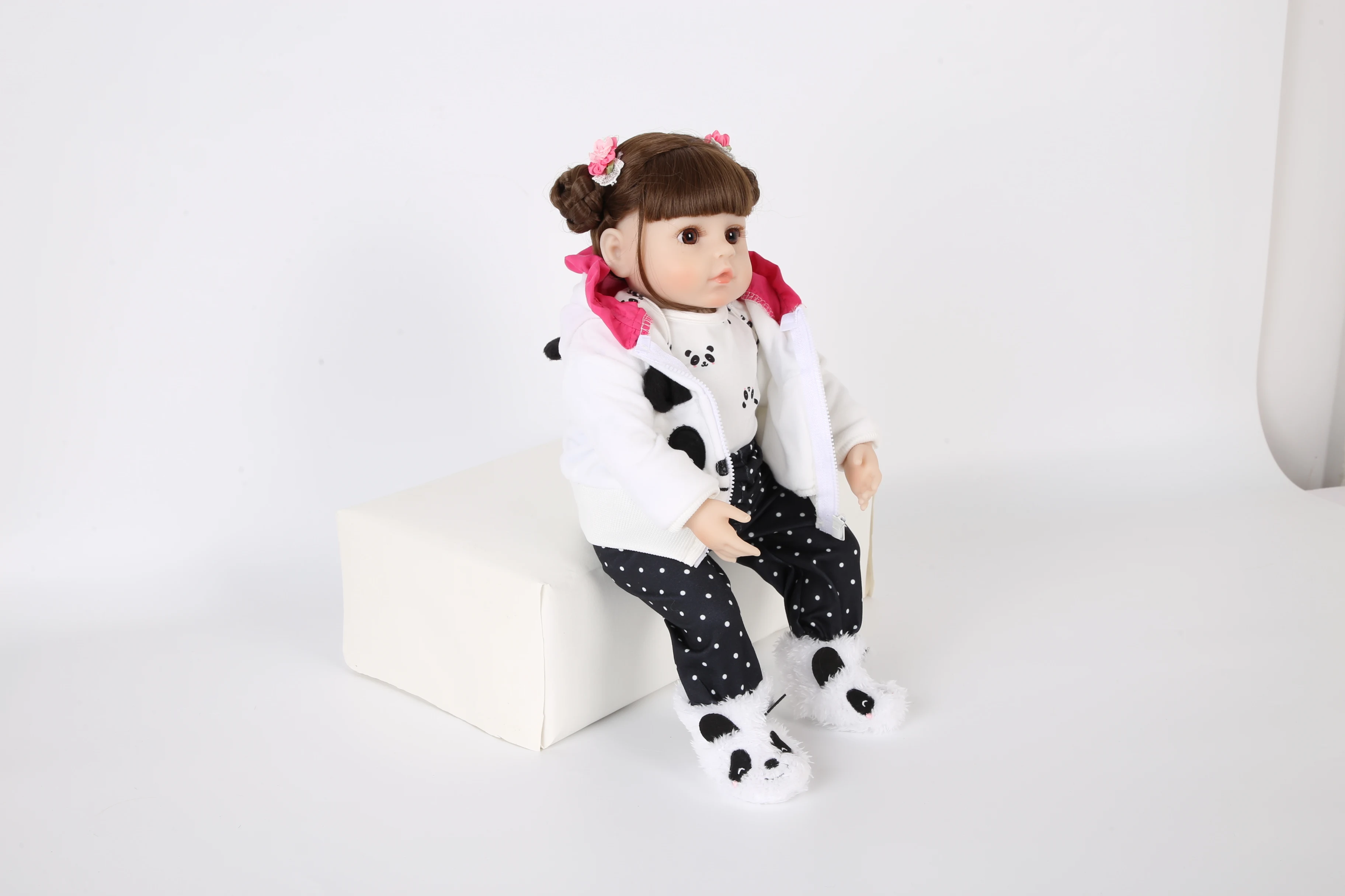 Новый 19 дюймов Мягкие силиконовые Симпатичные в стиле Little Panda Bebe Reborn Baby Doll