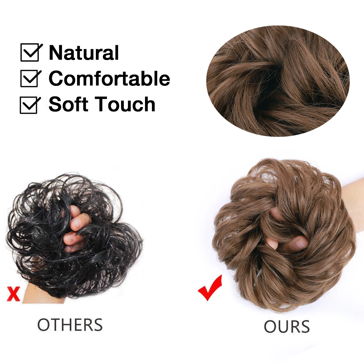 Грязный пучок волос для женщин шиньоны наращивания синтетический парик кольцо