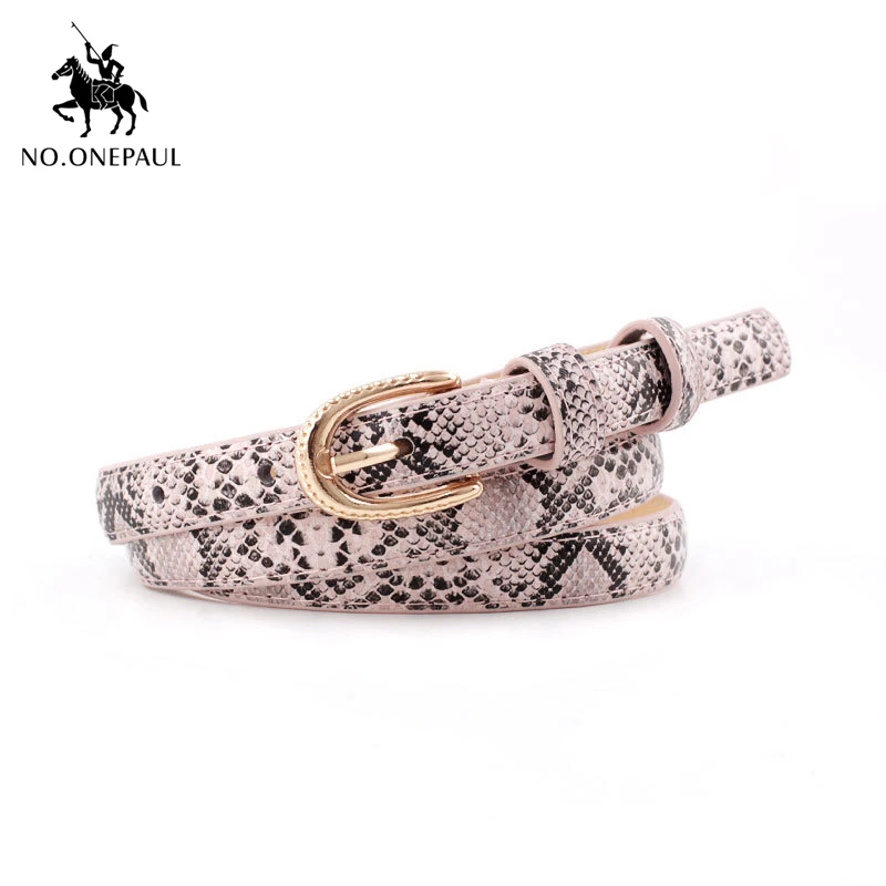 Женский кожаный ремень NO.ONEPAUL черный элегантный со змеиным принтом 2019|Женские
