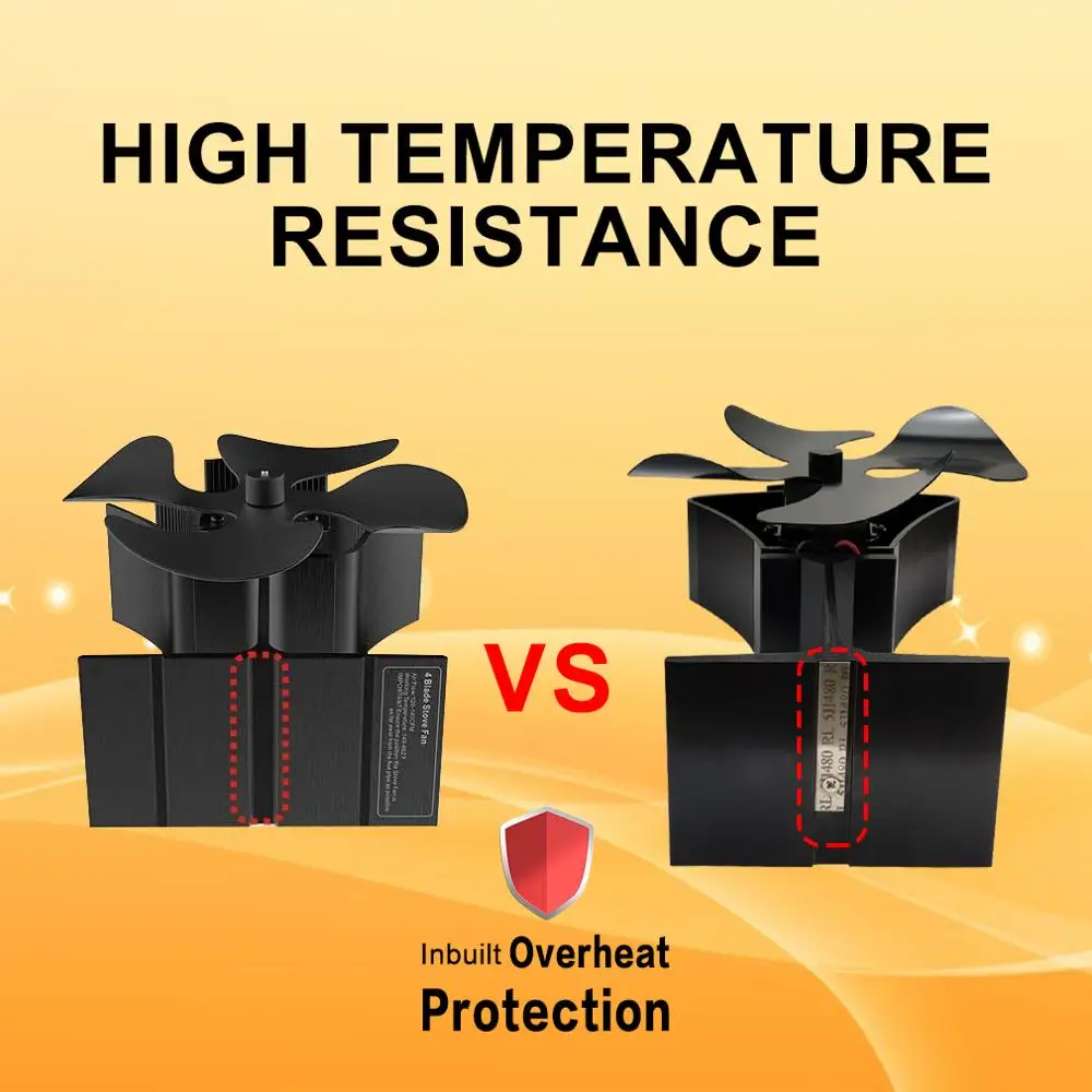 Черный 4 лезвия Вентилятор для печи работающий от тепловой энергии эко камин