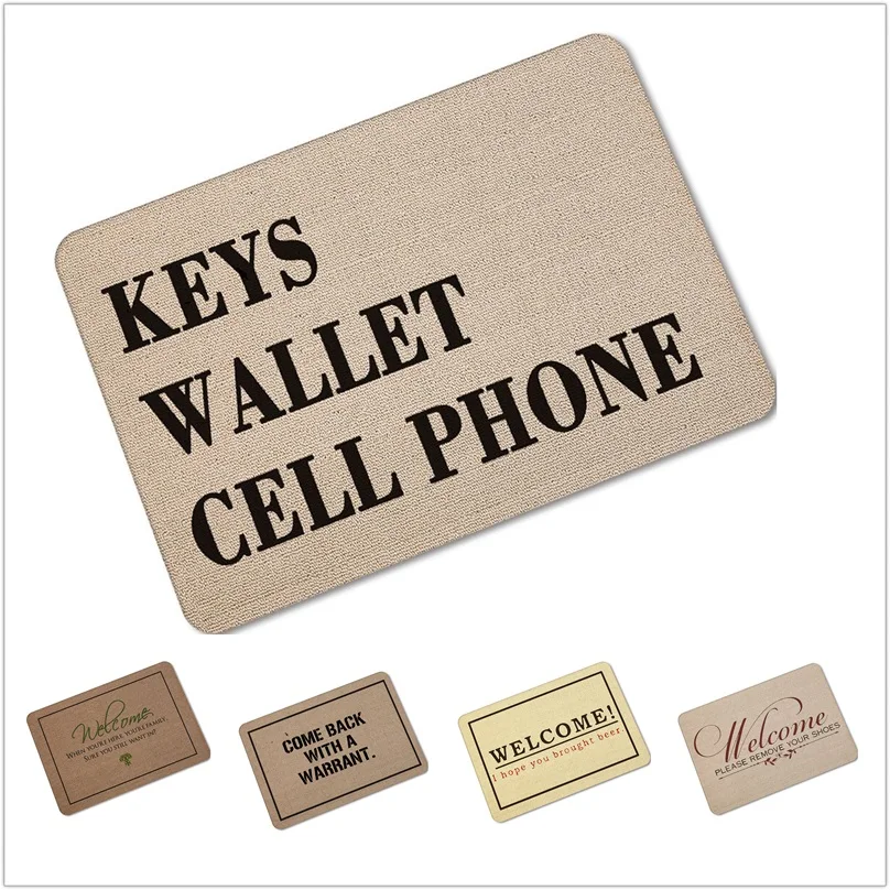 Going out remind words pattern creative printing rubber door mat water absorption non-slip kitchen floor | Дом и сад