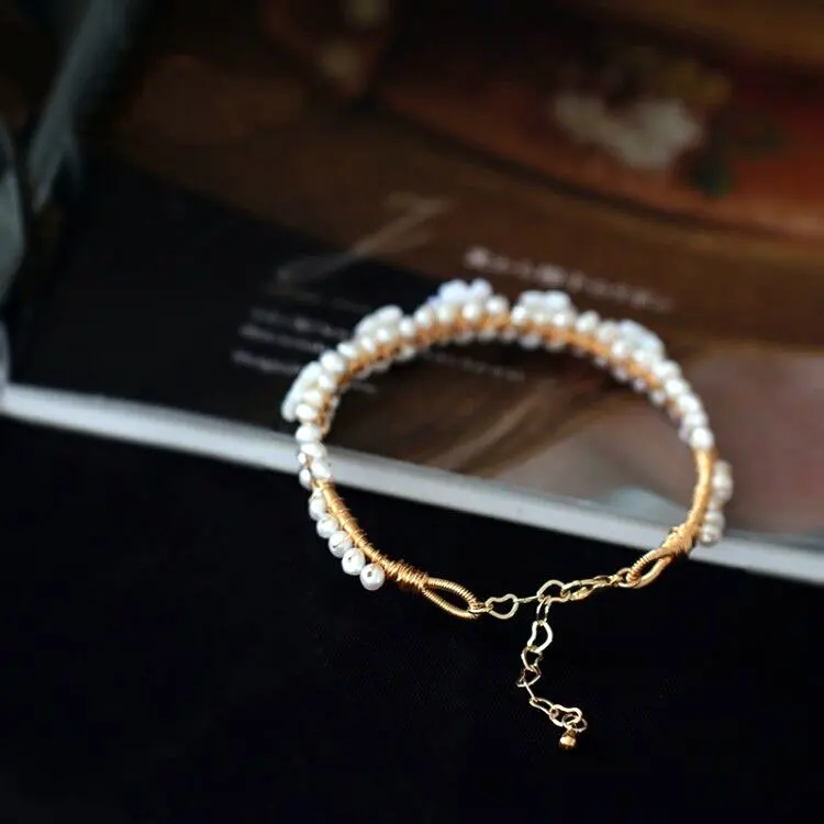 Женский браслет ручной работы из натурального пресноводного жемчуга SINZRY