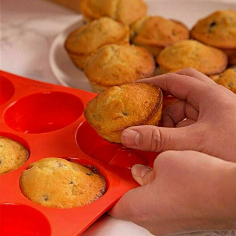 Силиконовая форма для кекса и печенья формочка маффинов 12 ячеек кухонное
