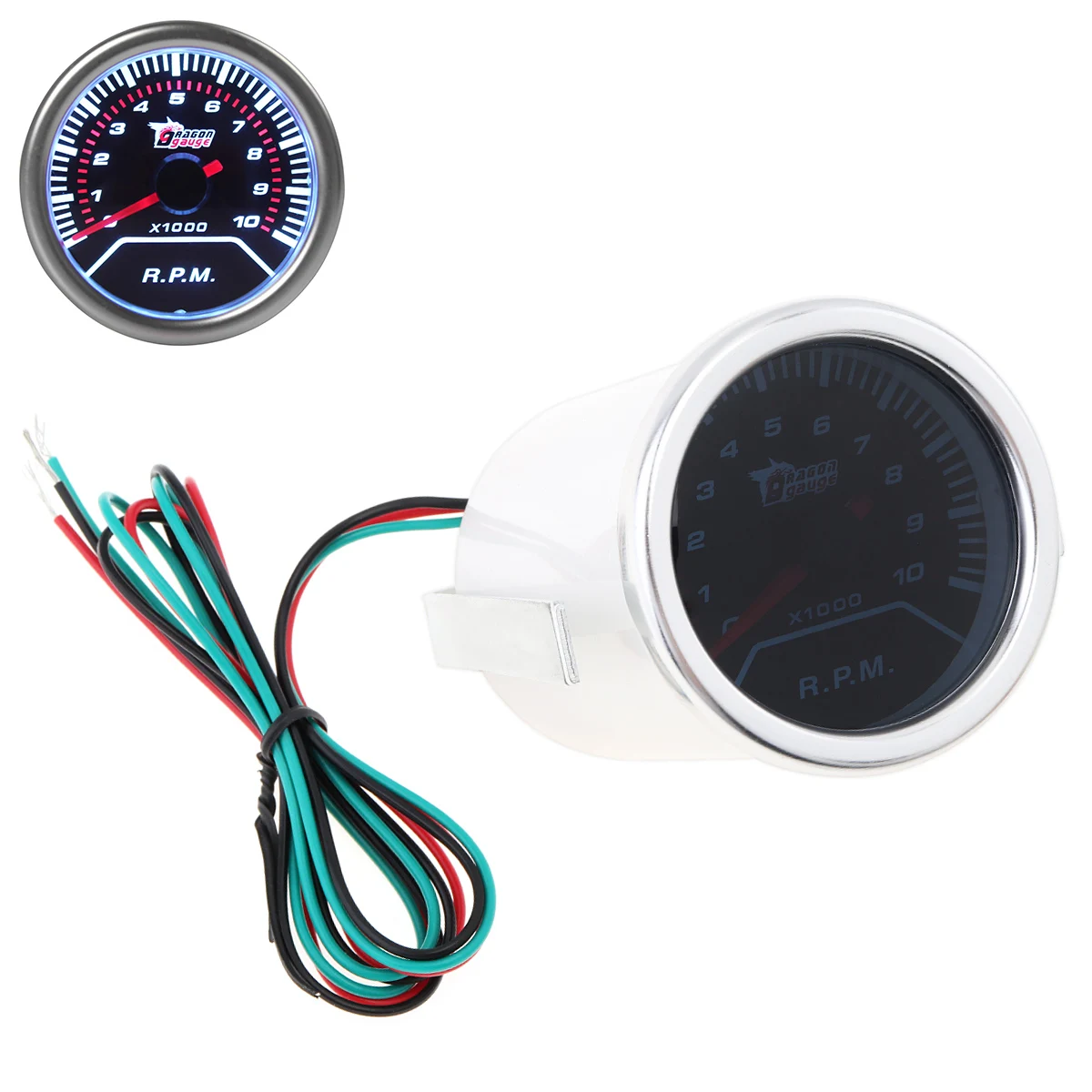 

DC12V 2" / 52mm 0 ~ 10000RPM 8023T Car Vehicle White LED Universal Tachometer Tacho Gauge Meter RPM Suitable for Cars
