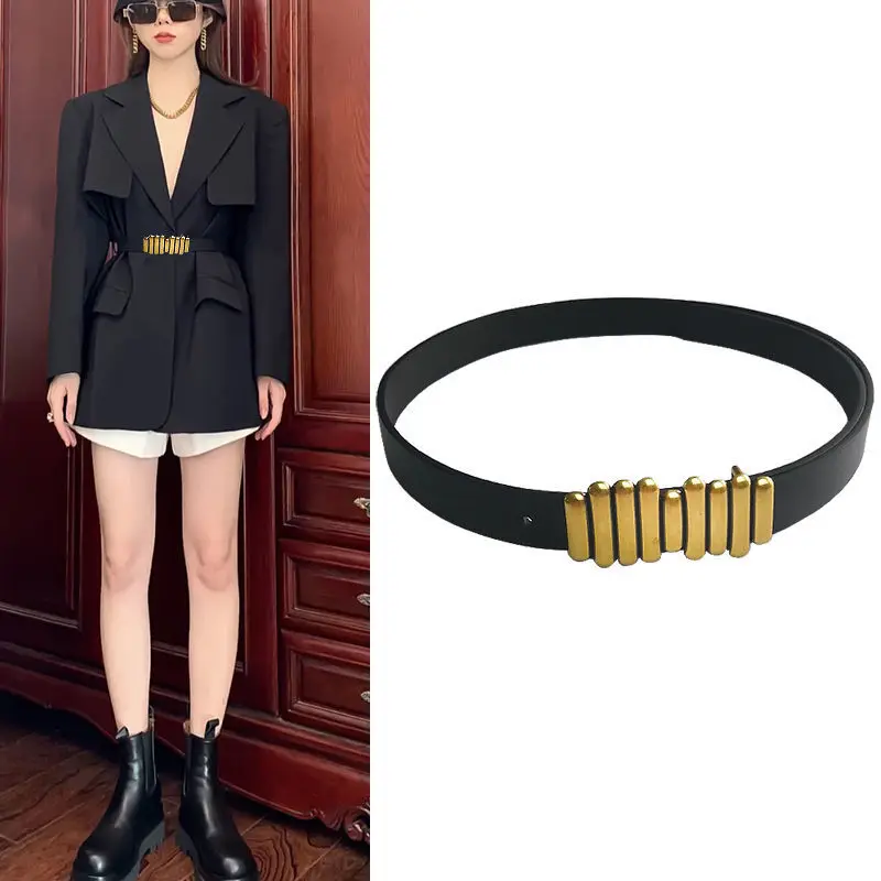 

Buckle Women Belt Ladies Leather Waist Belt Band Belt Jeans Decorative Trouser Girdle for Dress Jacket Overcoat Windbreaker