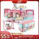 Кукольный домик автобус хлебобулочный магазин дуплексная игрушка для ролевых игр машина Япония лесное животное кролик медведь белка Koala Семья Спальня Кухня девушки