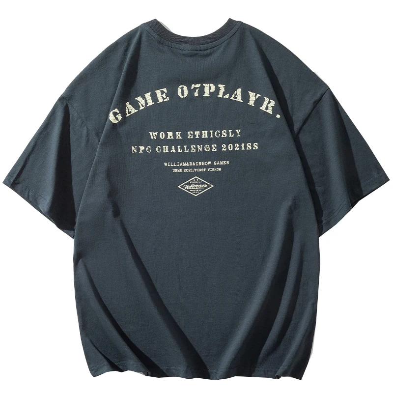 

Summer Korean Streetwear Letter Print High Quality T Shirt Harajuku Cotton Couple Round Neck Short Sleeve Top Hip Hop Tee Men