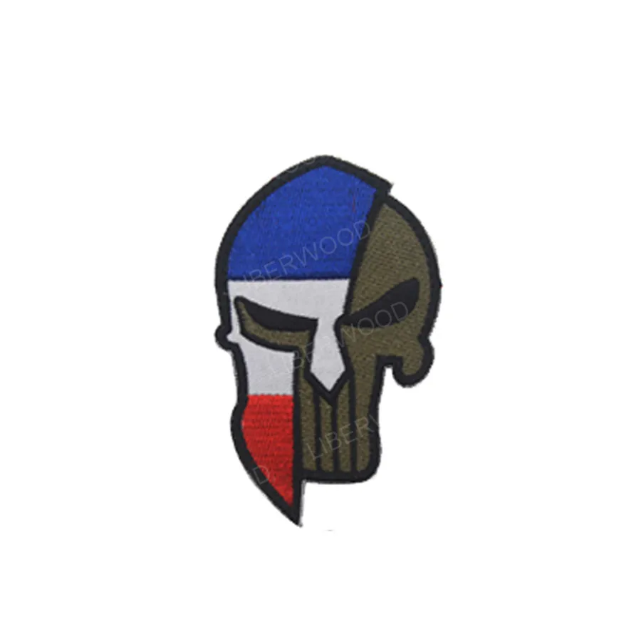 France Spartan Каратель Спартанский череп шлем Россия Американский Израиль Канада Испанский Великобритания Чешский Немецкий флаг патч тактический боевой дух нашивки значки - Цвет: France Spartan