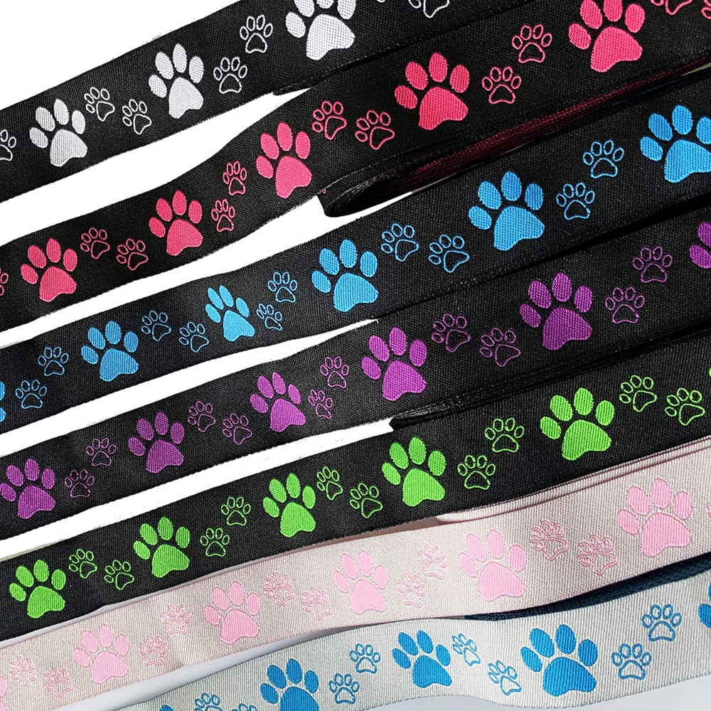 

10 METER 7/8 And 5/8 Inch 22MM 16MM Small Monochromatic Colored Footprints Cartoon Ribbon
