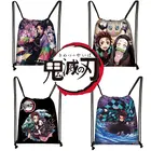 Горячая кровь аниме рассекающий демонов киметасу No Yaiba сумка на шнурке для девочек и мальчиков подростков удобный рюкзак Kamado Nezuko дорожные сумки