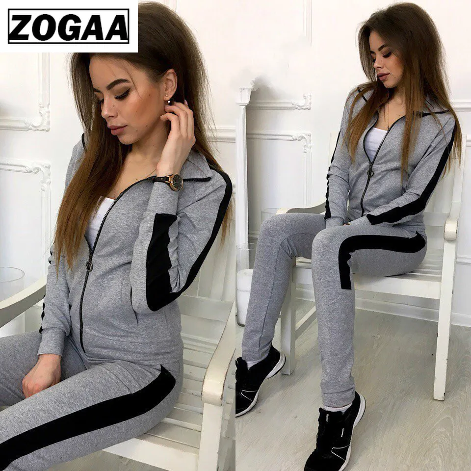 ZOGAA 2020 новые женские наряды комплект из двух предметов топ и брюки спортивная