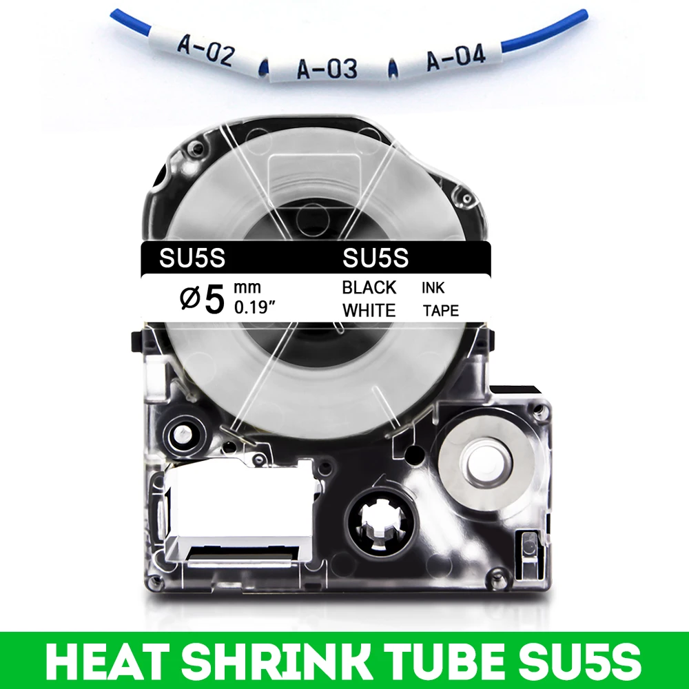 

Compatible Epson Heat Shrink Tube Tapes SU5S SU5Y LA-4WBA5 LA-4YBA5 for Epson Kingjim LabelWork LW-300 LW-400 LW-500 Labeller