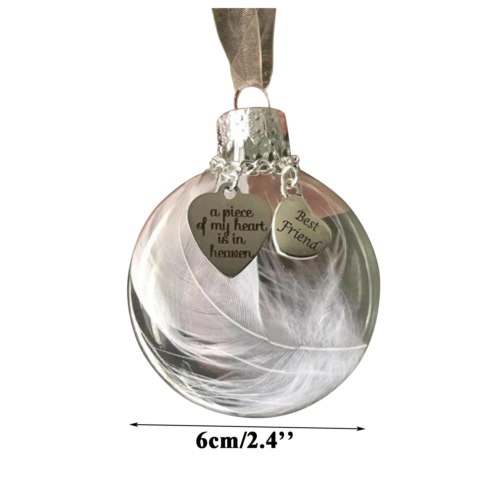 

A Piece of My Heart Is In Heave Memorial Hangs Ornament Feather ball best friend commemorate hanging pendant souvenir Gift
