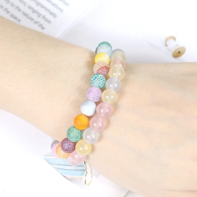 Модные браслеты из натурального камня для женщин красочный Погодоустойчивый