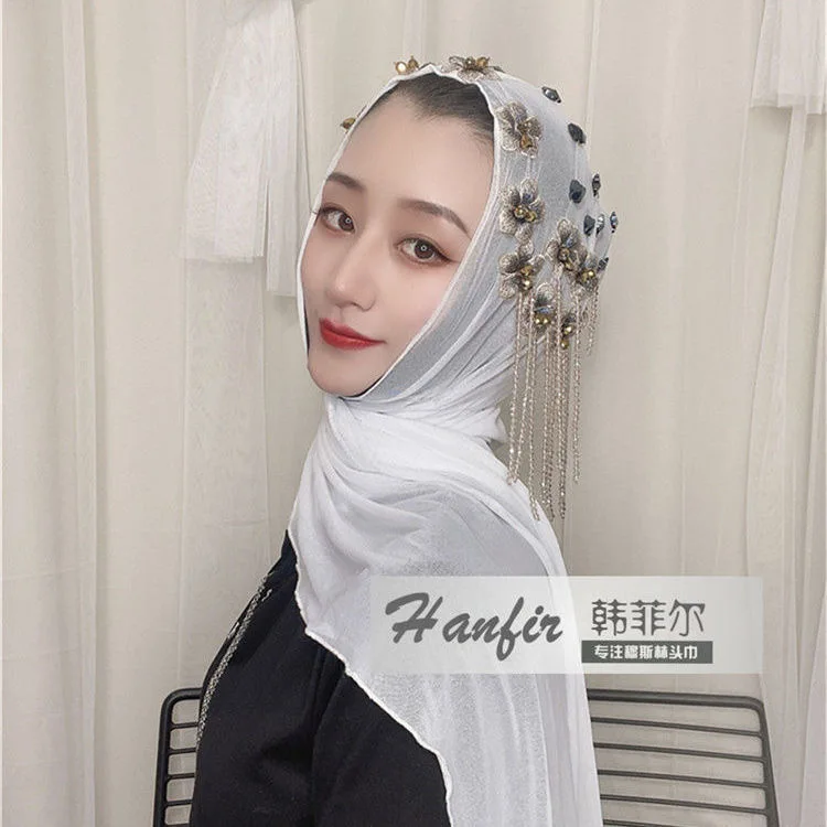 Малазийские мусульманские женские арабские хиджабы шифоновые шали с цветочной