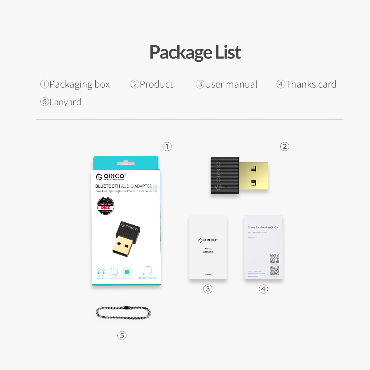ORICO USB Bluetooth 4,2+ EDR аудио дистанционный передатчик Мини беспроводной стерео музыкальный адаптер Bluetooth ключ для настольного ноутбука