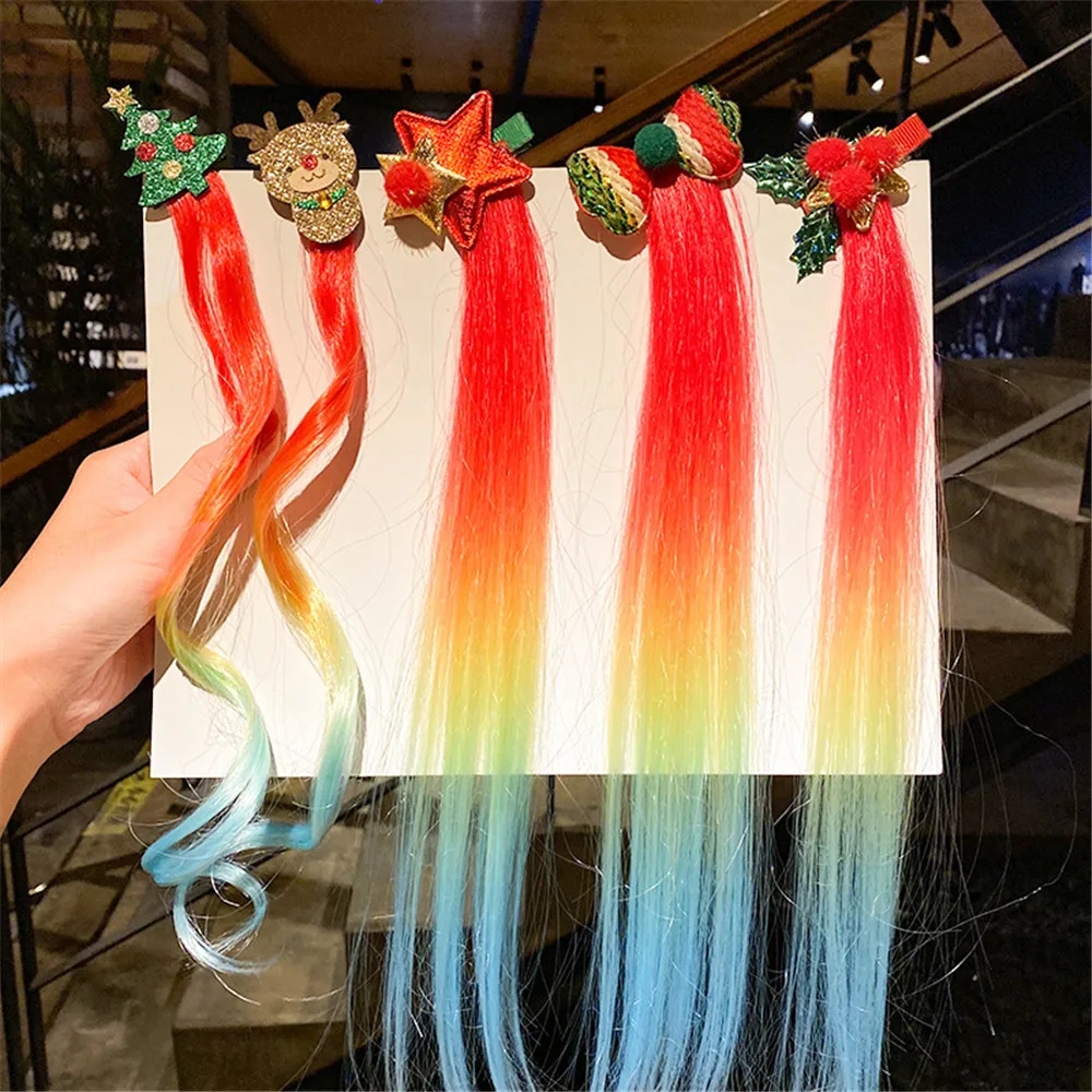

New Christmas Elk Santa Claus Headdress Hairpin Wig Braid Bow-knot Hair Rope Antler Hair Clip Headwear Hair Accessories Ins