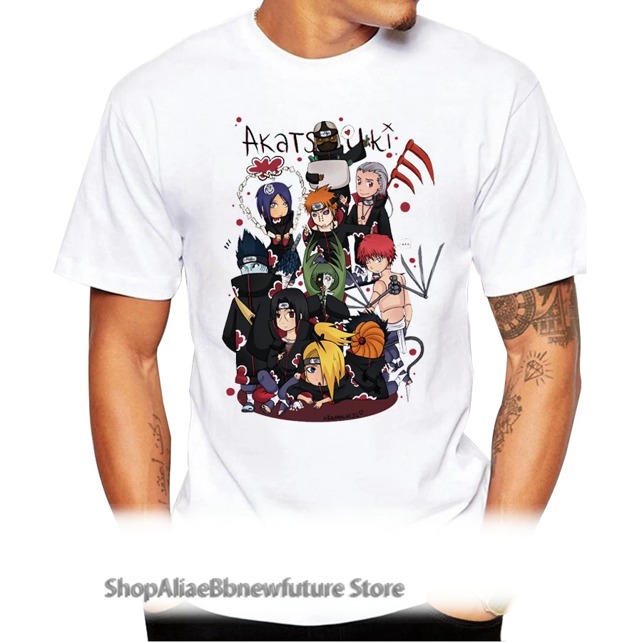 

TEEHUB New Arrival Men Fashion Akatsuki Anime Printed T-Shirt Short Sleeve Tee Hipster Cool Design Tops