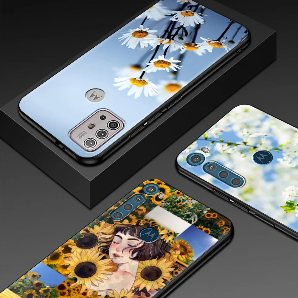 phone case for moto one fusion g stylus g100 g60s g60 g50 g30 g20 g10 g9 g8 plus play power lite e40 e20 e6s botany sunflower free global shipping
