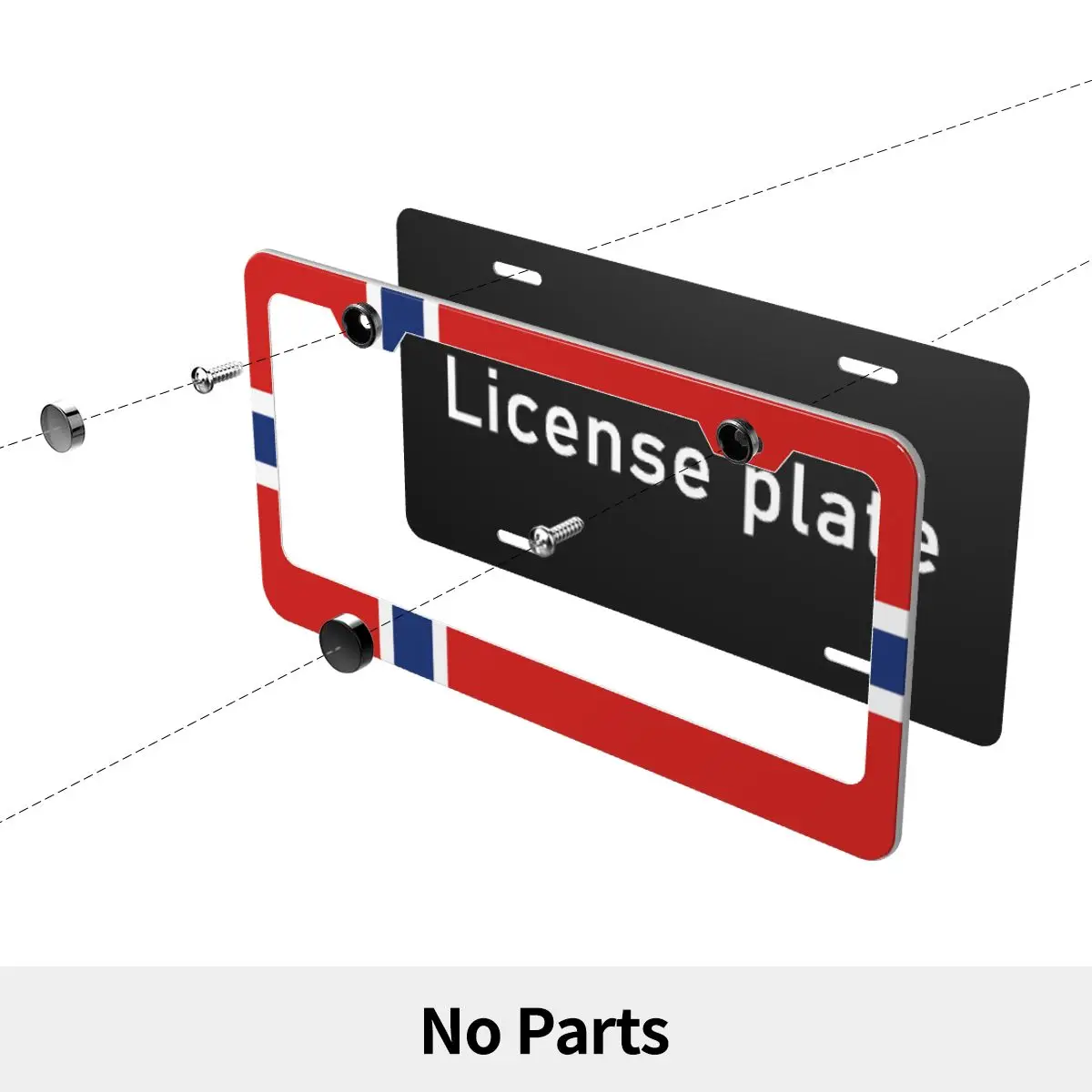 

Kongeriket Noreg Norge Nor No Norwa Metal License plate frame Pattern decoration 16cmX31.3cm