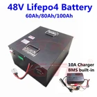 Перезаряжаемый Аккумулятор Lifepo4 48V 60Ah 80Ah 100Ah 3,2 V 80Ah для 48v мотоцикла электромобиля аккумуляторные батареи для двигателя + 10A зарядное устройство