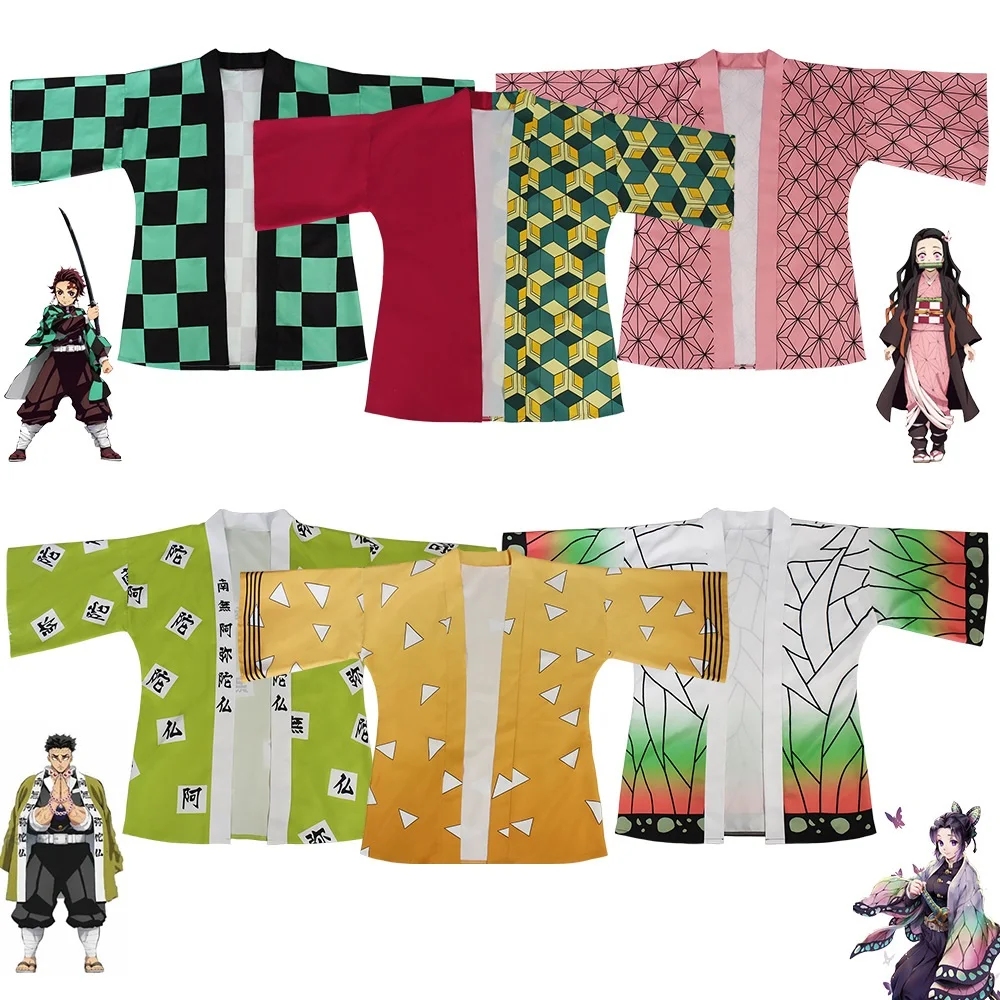 

Кимоно японское унисекс для взрослых и детей, косплей-костюм японского аниме «no Yaiba», хаори, юката, накидка на Хэллоуин, комплект для ролевых ...
