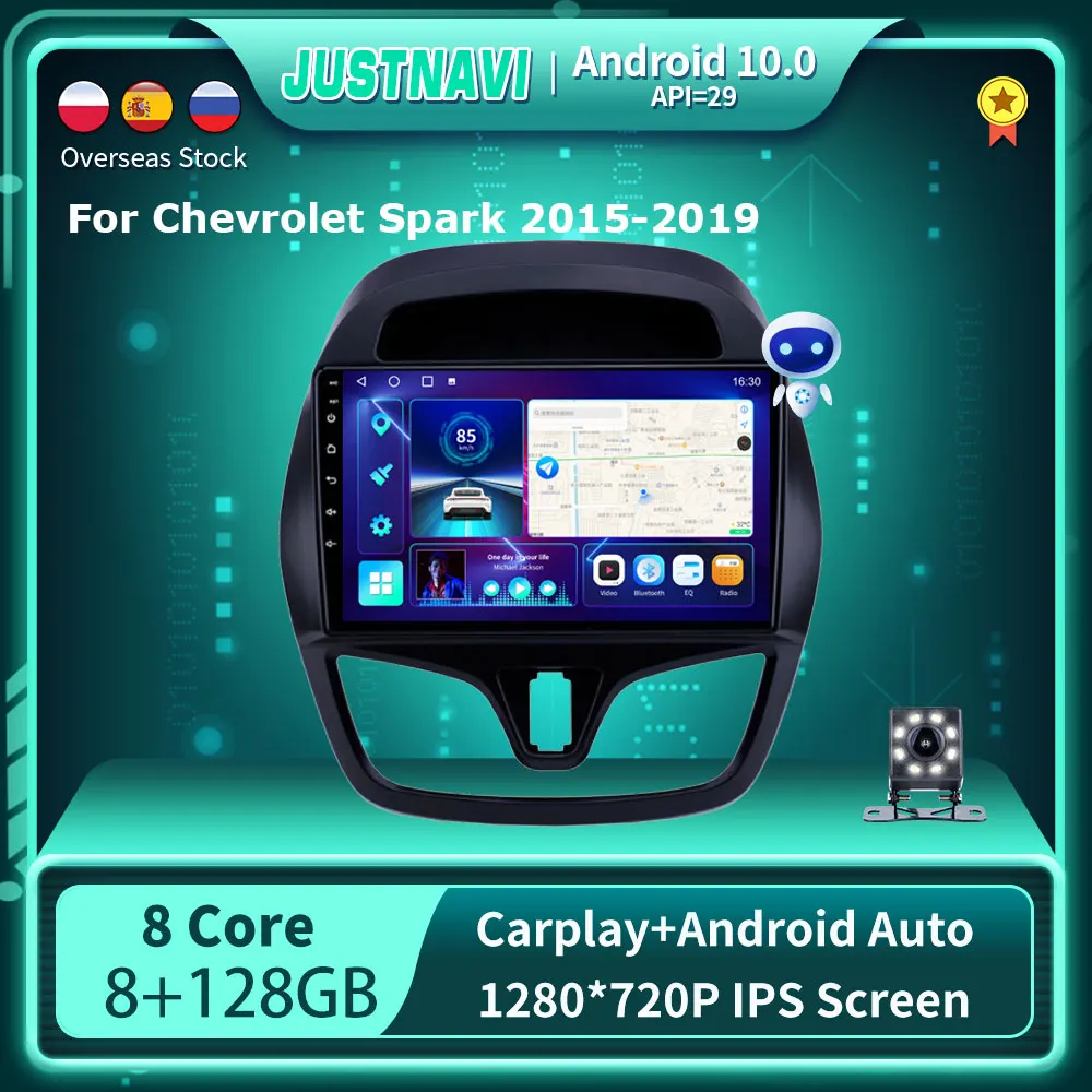 

Видеоплеер JUSTNAVI на Android 10,0 для Chevrolet Spark 2015-2019, Автомобильный GPS стерео навигатор DSP OBD Carplay без DVD 9"