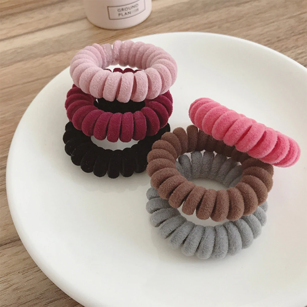

Fashion Elastic Knit Telephone Wire Hair Bands Girl Woman Hair Accessories Rubber Band Headwear Hair Rope Spiral Shape Hair Ties