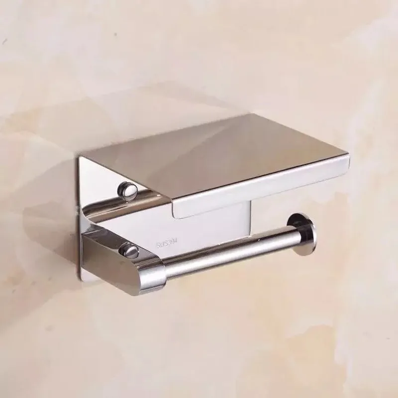 

Double Roll Toilet Paper Holder with Phone Shelf, Stainless Steel Gold, Bathroom Tissue Holder Wall Mounted Tissue Dispenser MJ