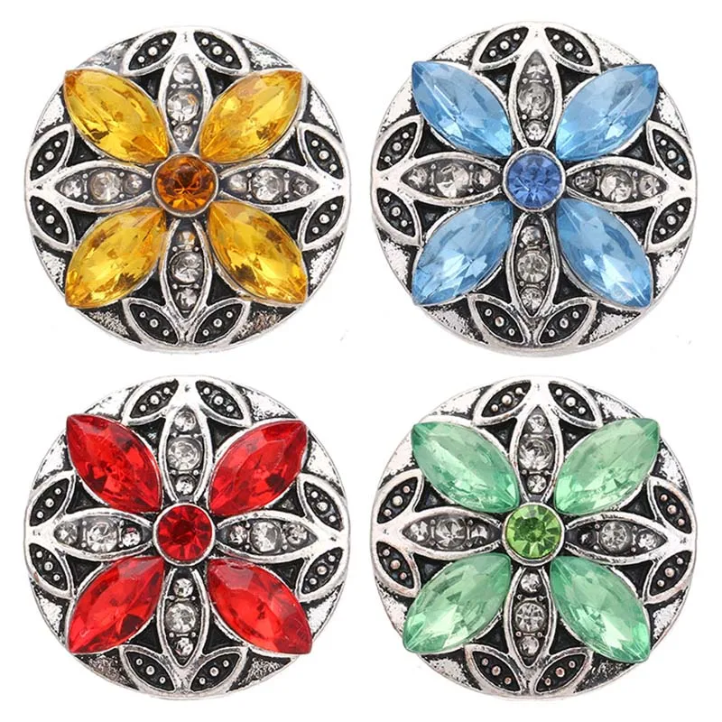 KZ3581 Новые Круглые разноцветные цветочные узоры 18 мм кнопки подходят для DIY 18 мм оснастка искусственные ювелирные изделия Рождественский подарок