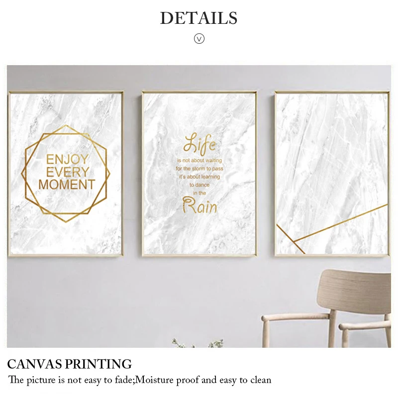 

Nordic Golden Bright Marble Background Posters And Prints Wall Art Canvas Painting Home Decor For Living Room Bedroom Unframed
