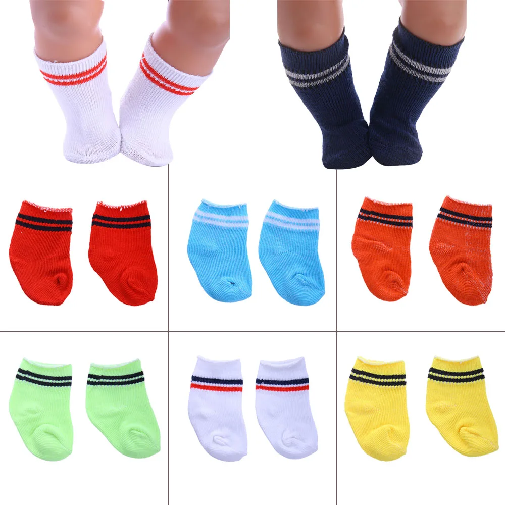 Fashion All-match Solid Color Striped Stocking For 18inch Am