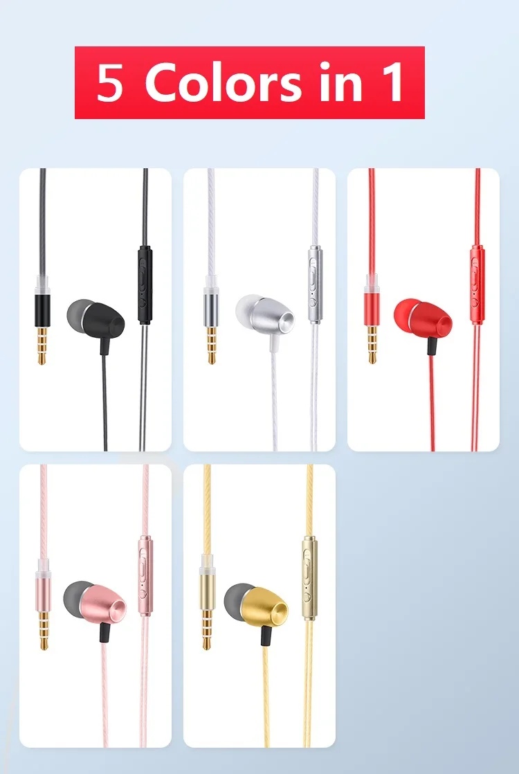 

High Bass Metal Earphone with Mic Wired in Ear 3.5mm Music Headset with MicroPhone Hands Free with VolumeControl for Phone