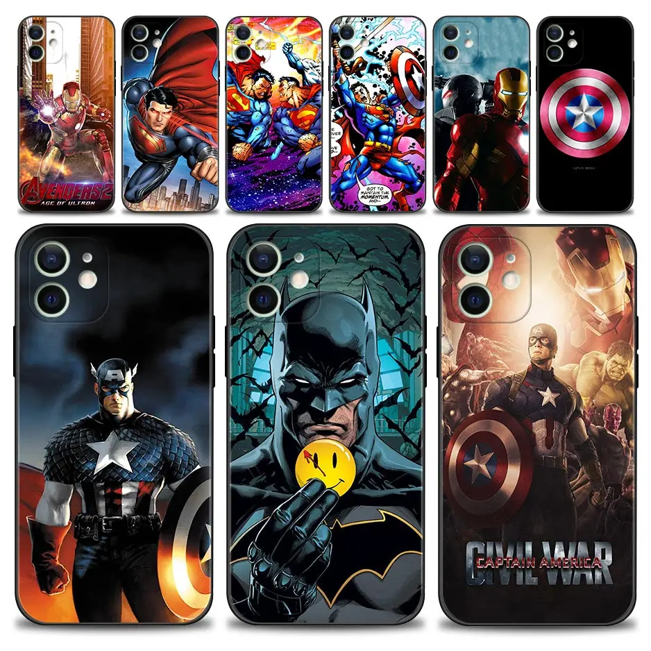 

Marvel iroman Superman for iPhone 11 12 13 Pro Max 12 Mini X XS XR Max 7 8 6 6S Plus 5 5S SE2 Silicone Phone Case Cover Coque