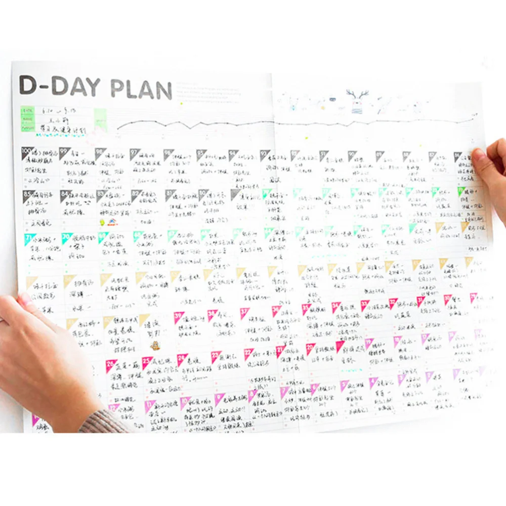 

12pcs 100 Day Countdown Calendar Learning Schedule Self-discipline Plan Periodic Planner Table Gift Stationery for Kids Study