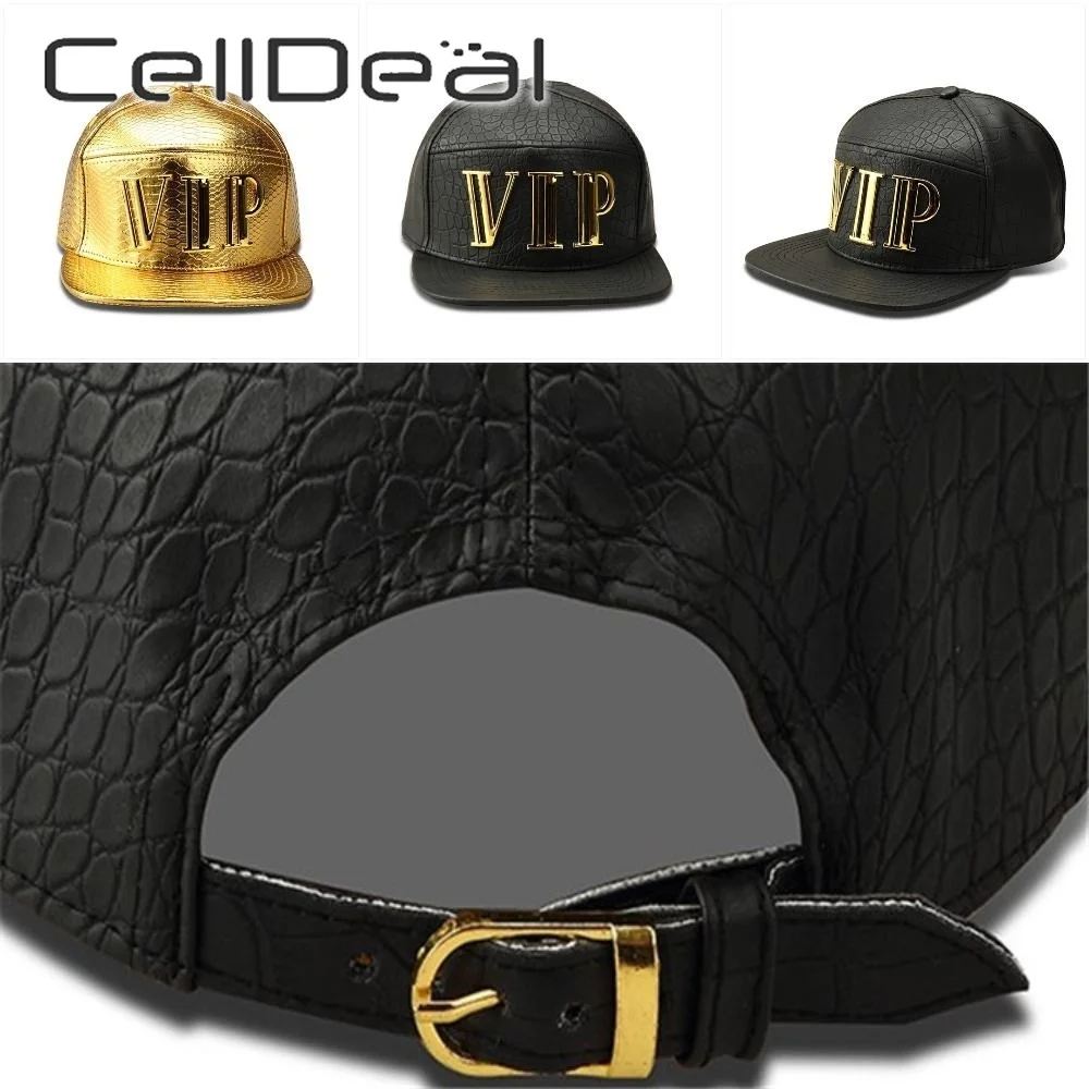1 шт. хип-хоп бейсболка стиль золото &quotVIP&quot логотип кожа ПУ бейсболки США рэп DJ