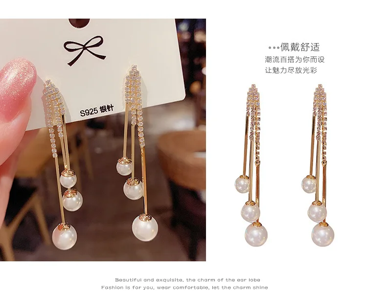Изысканный кубический циркон серьги темпераментные элегантное жемчужная