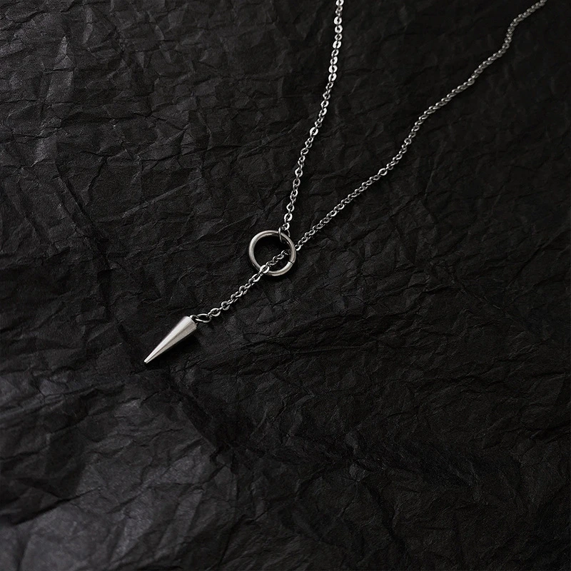 

POTCET Unisex Stainless Steel Geometric Titanium Steel Necklace Pendant Clavicle Chain Fashion Hip Hop Party Jewelry