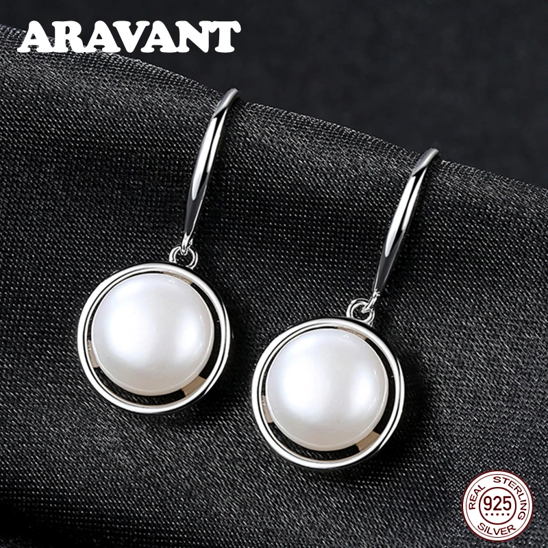 

925 стерлингового серебра натуральный пресноводный жемчуг Висячие серьги для женщин Высокое качество 10 мм жемчужные ювелирные изделия 3 цве...