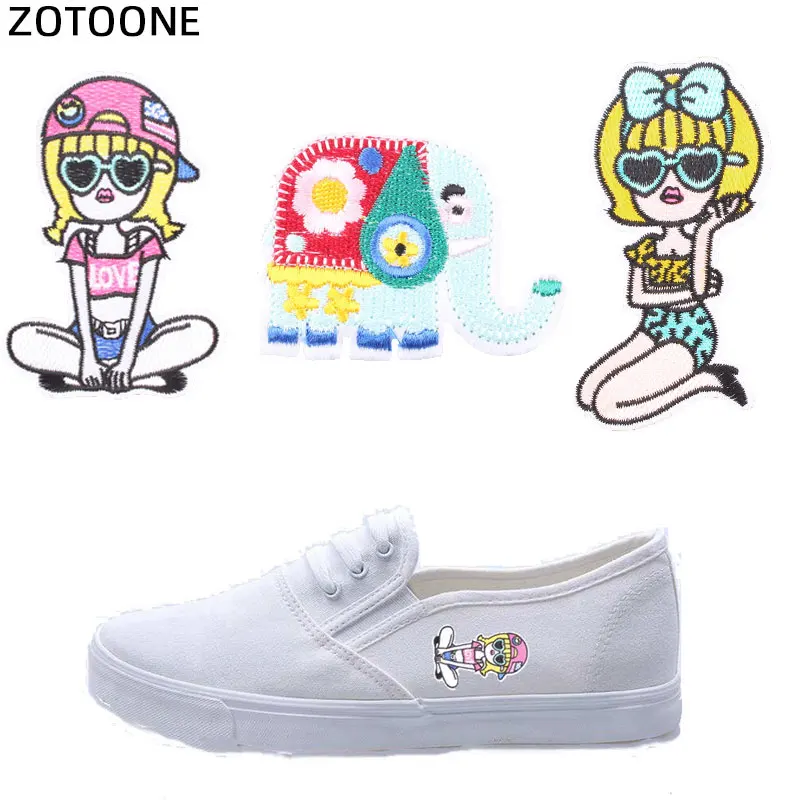 Нашивка ZOTOONE мультяшная со слоном вышитая аппликация сделай сам с блестками