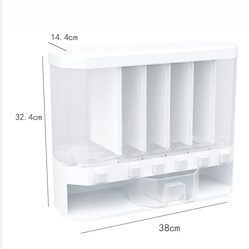 

Kitchen Plastic Sealed Rice Bucket Storage Box ,Wall-Mounted Moisture-Proof Rice Barrels Household Metering Grain Storage Tank