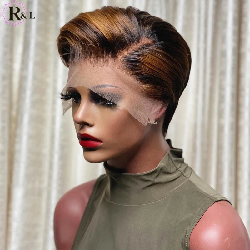 RULINDA Ombre Цветные кружевные передние человеческие волосы парики короткий Боб 180%
