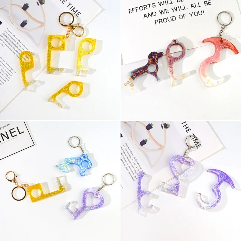 

No Touch Keychain Resin Mold Zero Touch Hands Free Door Opener Keychain Molds R3MC