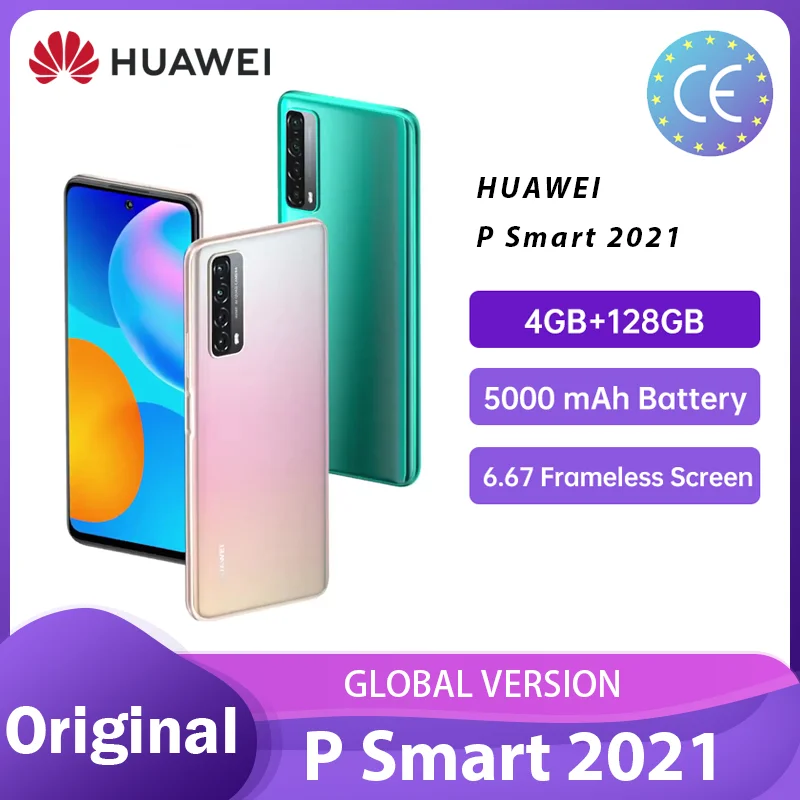 Huawei P Smart 2021 глобальная версия 4 Гб оперативной памяти 128 ГБ 5000 мАч батарея 6 67