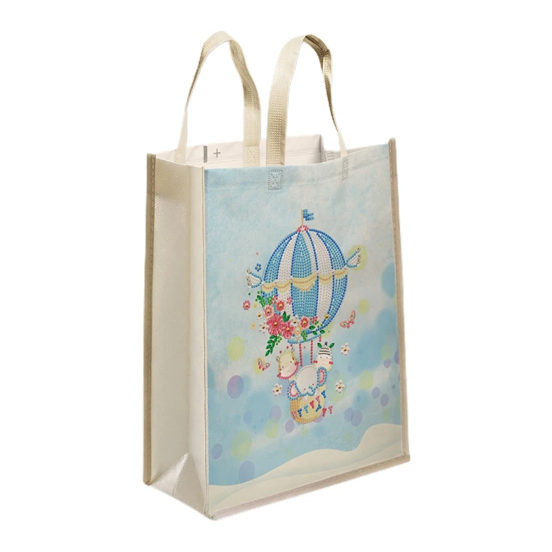 

20CA Hot Air Balloon Non-woven Canvas Tote Bag 5D DIY Painting Reusable Grocery Bags