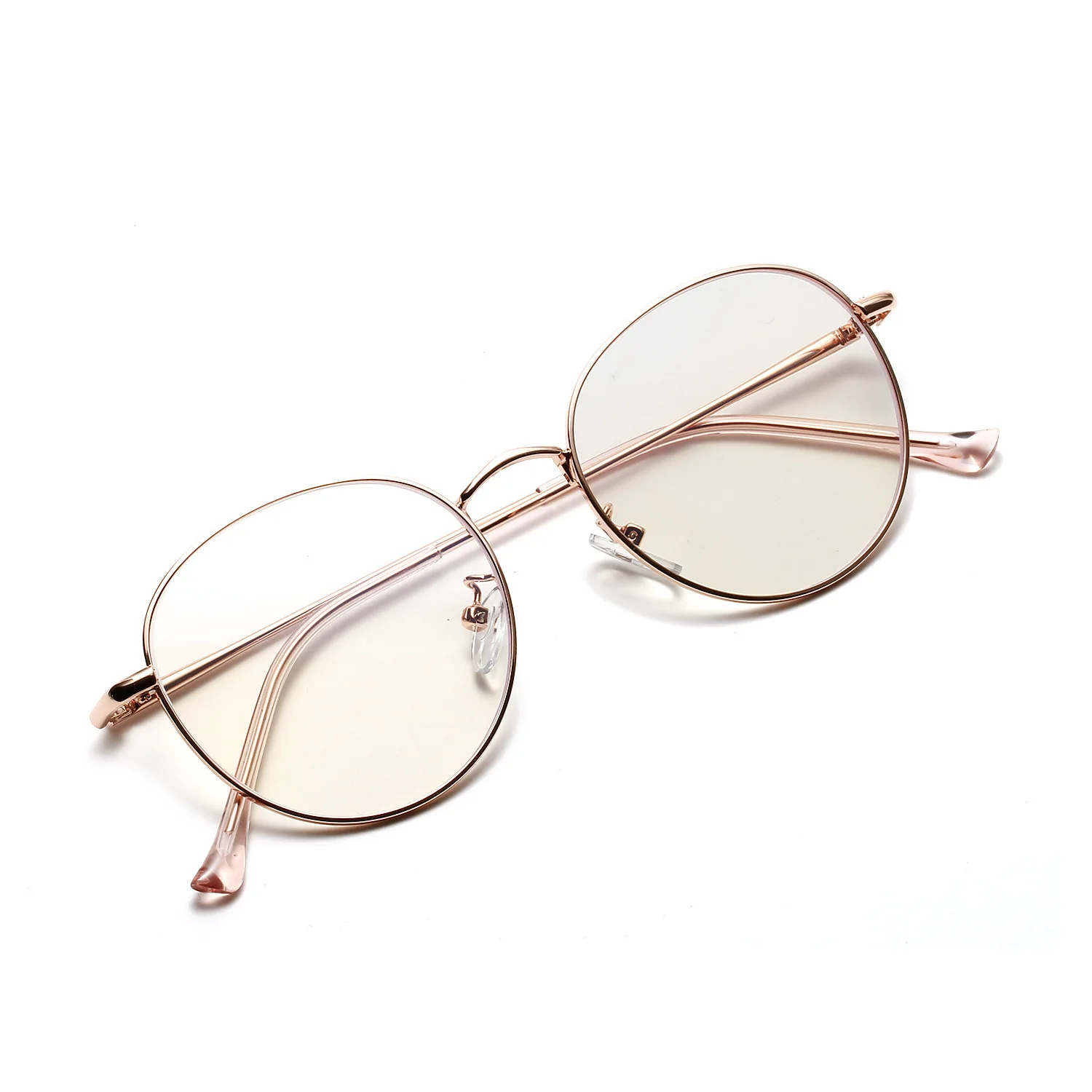 Прозрачные линзы стекло для глаз es женщин и мужчин оправа металлическая Золотая