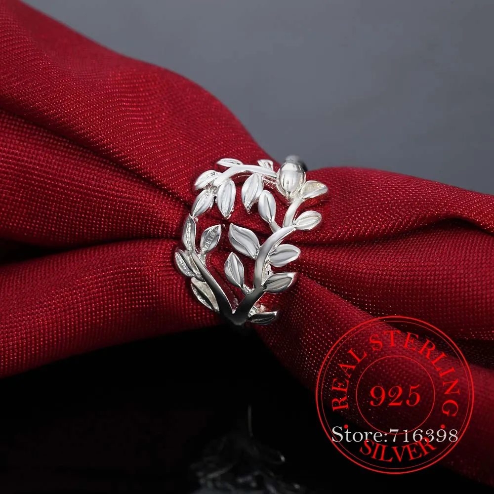 Женские и мужские серебряные кольца винтажные из серебра 100% пробы с листьями