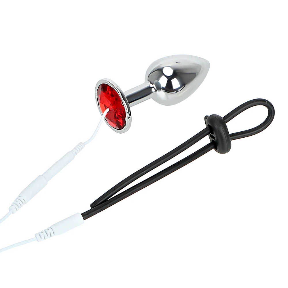 Анальная пробка с электрическим током кольцо для пениса мужчин тренажер