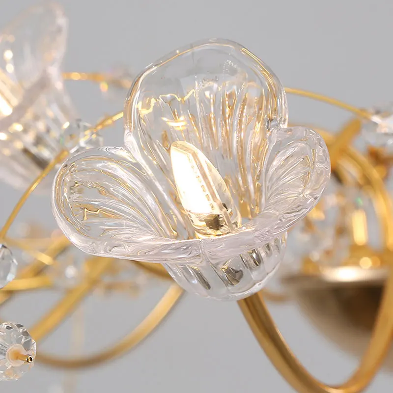 Светодиодная люстра G4 в скандинавском стиле романтическая золотистая